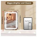 halumao Vanity Mirror with Lights, 14.5\" Light Up Makeup Mirror, LED Makeup Mirror with Lights for Bedroom Tabletop, Smart Touch Control 3 Colors Dimmable, 360Â° Rotation