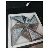 XIHACTY Set of 2 Diamond Decorative Mirrors, Cute Pinwheel Shape Wall Mirror, Crushed Diamond Glass Mirror for Home DÃ©cor. (15.6âx15.6â)