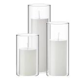 Shihanee Set of 3 Pillar Candles and 3 Glass Cylinder Candle Vases Holders Clear Pillar Jars for Wedding Centerpieces(2.6