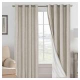 H.VERSAILTEX 100% Blackout Curtains for Bedroom Thermal Insulated Linen Textured Curtains Heat and Full Light Blocking Drapes Living Room Curtains 2 Panel Sets, Cobblestone, 52x96 Inch