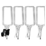 Yexiya 4 Pcs 18 Inch Locking C Clamp Original Lock Regular Tips Plain Adjustable Alloy Steel Locking C Clamp for Woodworking Carpentry Welding Electrical Equipment, Silver