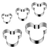 Tmflexe Mouse Cookie Cutter Sandwich Cutters for Kids DIY Lunchbox Bento Box Fruit Cutters Vegetable Cutters for Children Boys Girls, Pack of 5