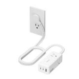 TESSAN USB Charging Station PD 65W, USB C Charger Blocks with 3 AC Outlets, Desktop Phone Fast Charger with Flat Plug for iPhone 17/16, Tablet Laptop, Travel, Office