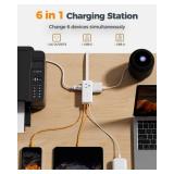 TESSAN USB Charging Station PD 65W, USB C Charger Blocks with 3 AC Outlets, Desktop Phone Fast Charger with Flat Plug for iPhone 17/16, Tablet Laptop, Travel, Office