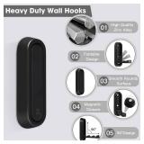 Dntorx Folding Wall Hooks, 2 Pcs Foldable Black Coat Hooks Heavy Duty Foldable Hook Bathroom Towel Hooks Robe Hooks Wall Mounted for Hanging Coat Towels Clothes Hat Bags Keys