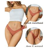 FINETOO Seamless Thongs for Women Sexy No Show Panties Invisible V-waisted Stretch Ladies Underwear 6 Pack (XS-XL)