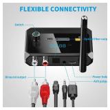 Bluetooth 5.3 Receiver for Home Stereo, RCA Bluetooth Adapter, Low Latency & HD Music Audio, Support Optical AUX 3.5mm, RCA Receiver Adapter for Speakers, Music Streaming Stereo System