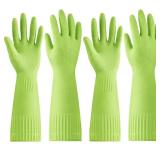 Disfore Rubber-Gloves Dishwashing Gloves for Cleaning-Kitchen - 2 Pairs of Durable and Reusable Kitchen Gloveï¼Long Sleeve Waterproof Household Cleaning Gloves for Washing Dishes (Medium Green)