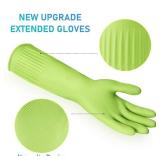 Disfore Rubber-Gloves Dishwashing Gloves for Cleaning-Kitchen - 2 Pairs of Durable and Reusable Kitchen Gloveï¼Long Sleeve Waterproof Household Cleaning Gloves for Washing Dishes (Medium Green)