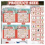 Soulchen 52 Pcs Christmas Bingo Christmas Dry Erase Bingo Cards 24 Players Holiday Festival Xmas Party Favors for Adults Large Group Family Activities Birthday Party Supplies
