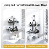 Depecal Shower Caddy Hanging Organizer, Rustproof Over Shower Head Caddy Holder with Hooks for Razor/Sponge, No Drilling Bathroom Racks Bath Storage Shelves for Shampoo Soap Towels, Black