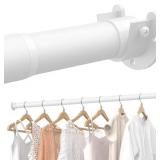 Supforce Closet Rods for Hanging Clothes, 17 to 69 Inches Stepless Adjustable Metal Closet Rod, 1.3 Inches Heavy Duty Clothes Hanging Rod for Closet Wardrobes Laundry RV, White