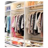 Supforce Closet Rods for Hanging Clothes, 17 to 69 Inches Stepless Adjustable Metal Closet Rod, 1.3 Inches Heavy Duty Clothes Hanging Rod for Closet Wardrobes Laundry RV, White