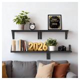 BAYKA Wall Mounted Floating Shelves, Wood Floating Wall Shelf for Books & Decor, Small Space-Saving Display & Organizerï¼Blackï¼Set of 4ï¼