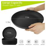 Homienly Wheat Straw Plates Set - 11 inch Reusable Large Dinner Plates Set of 8, Lightweight Unbreakable Salad Plates, Microwave and Dishwasher Safe Plates, Deep Plates for Dinner, Camping - Black