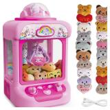 Marlrin Claw Machine for Kids, Mini Vending Machine Girls Unicorn Toys, Candy Grabber Prize Dispenser with Sound & 20 Mini Plush Toys, Electronic Arcade Game Indoor Toy for Home Party Birthday Gifts