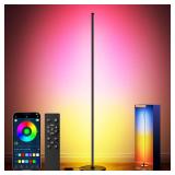 luckystyle Smart RGB+IC Corner Floor Lamp,Bright LED Tall Modern Floor Lamp with APP and Remote,Ambient Lighting Color Changing Standing Lamps with Music Mode and Timing for Living Room,Bedroom,Party