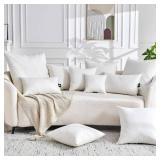 TOPGREEN Feather Down Throw Pillow Inserts 18 x 18, Set of 2, 100% Organic Cotton Shell, Soft Decorative Square Pillows Insert for Living Room Sofa, Couch, or Bed (White)