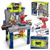 Kids Tool Bench with Realistic Electric Drill, 132 PCS Toddler Tool Set, Birthday Christmas Gifts Toys for Kid Ages 3 4 5 6 7 8, Toddlers Tool Box & Workbench, Kids Tool Set for Boys 3-5 6-8 (Green)