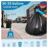 IUI 30-33 Gallon Trash Bags, 250 Count, 32 x 38\" Black Garbage Bags for Home, Kitchen Waste, Lawn and Leaf, Durable & Tear-Resistant, Made in USA