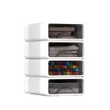 Desk Organizer with Drawers, Stackable Storage Drawers with Compartments Desktop Organization for Office Supplies, Makeup, Pencils, Tape, Erasers, Paperclips, Chargers (4 Pack White)