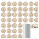 MECCANIXITY Silk Artificial Hydrangea Flowers, White Pink Artificial Flowers Heads with Stems, Full Hydrangea Flowers for Wedding Centerpieces, Party Decoration 30Set