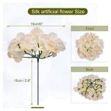 MECCANIXITY Silk Artificial Hydrangea Flowers, White Pink Artificial Flowers Heads with Stems, Full Hydrangea Flowers for Wedding Centerpieces, Party Decoration 30Set