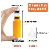 Mini Liquor Bottles,50 Pack Empty Spirit Bottles with Black Cap,1oz/30ml Mini Alcohol Bottles with 20 Funnels,Miniature Bottles for Weddings,Party Favors