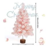 CCINEE Table Top Pink Artificial Christmas Tree, 2 Ft Small Mini Pink Xmas Tree with Flocking Snow Frost and Plastic Stand for Porch Coffee Table Centerpiece Arrangements Home Office Holiday Decor