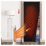 RYB HOME Thermal Insulated Door Curtain Winter Cold Insulation Curtain Durable Oxford Cloth Side Opening Windproof Soundproof Weatherproof Draft Block Divider, W 42 x L 82 inches, Black, 1 Pc