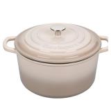 VORRINGARD Enameled Cast Iron Dutch Oven Pot with Lid, for Sourdough Bread Baking, Round Dutch Ovens, 6 Quart, Latte