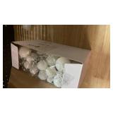 Daifunli 8 Pcs White Christmas Tree Picks 7.87 Inch Christmas Balls Ornaments Xmas Hanging Decorations for Xmas Tree Topper DIY Wreath Holiday Floral Vase Fillers Crafts Home Decor