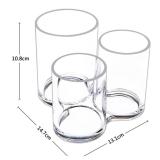 MOSIKER Makeup Brush Holder,Acrylic Clear Round Remote Control Pen Pencil Hair Nail Brush Comb Organizer with 3 Slots