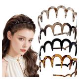 4PCS High Cranium Headbands for Women, 2025 New Reversible Korean Headbands with Teeth, New U Shape Fashion Zigzag Tooth Hair Comb Headband for Women, Gifts for Teen Girls