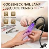 AORAEM Nail Lamp LED Nail Manicure Dryer Curing Light with Black Gooseneck and Clamp for Gel Nails
