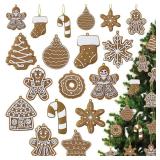 12pcs Christmas Gingerbread Cookie Ornaments, Assorted Gingerbread Figurines Decorations with Gingerbreads House Snowflake Ornaments for Xmas Tree Winter Crafts Holiday Home Party Decor Indoor