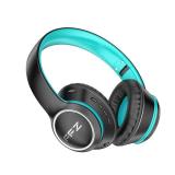 FFZ Kids Wireless Headphones, K21 Colorful LED Lights Blue Tooth-V5.0 Headphones for Kid with Built-in Microphone, Foldable Headset & Soft Earpads, for School/Car/Airplane/Ipad(Black)