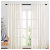 NICETOWN Linen Sheer Curtains and Drapes for Living Room, Rod Pocket & Back Tab Semitransparent with Light Through Vertical Window Treatments for Sliding Glass Door, Natural, W52 x L84, Set of 2