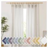 NICETOWN Linen Sheer Curtains and Drapes for Living Room, Rod Pocket & Back Tab Semitransparent with Light Through Vertical Window Treatments for Sliding Glass Door, Natural, W52 x L84, Set of 2