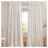 NICETOWN Flax Linen Curtains 84 inch Long, Rod Pocket & Back Tab Semi Sheer Vertical Drapes Privacy Added with Light Filtering for Bedroom/Living Room, Burlap, W52 x L84, 2 Pieces
