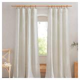 NICETOWN Flax Linen Curtains 84 inch Long, Rod Pocket & Back Tab Semi Sheer Vertical Drapes Privacy Added with Light Filtering for Bedroom/Living Room, Burlap, W52 x L84, 2 Pieces