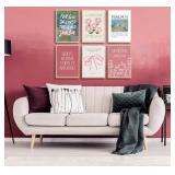 6Pcs Christian Wall Art Pink Bow Verse Canvas Paintings Psalms Scripture Wall Decor Coquette Aesthetic Bible Posters Prints for Bedrooms living Room Gallery Picture Unframed