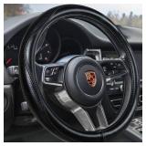 HAOKAY Top Grade Black Genuine Leather Steering Wheel Cover Men Women, Luxury Steering Wheel Cover for Cars, SUVS and Trucksï¼Universal 14.5-15 inch