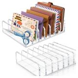 2 Packs Acrylic Mail Organizer 7 Slots Cash Tray for Desk - 7 Slots File Organizer Clear Desktop Bill Divider Holder, Envelope Holder, Transparent Countertop Mail Holder