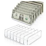 2 Packs Acrylic Mail Organizer 7 Slots Cash Tray for Desk - 7 Slots File Organizer Clear Desktop Bill Divider Holder, Envelope Holder, Transparent Countertop Mail Holder