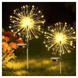 Dream Master Solar Garden Lights, 2Pack 120 LEDs Solar Lights Outdoor Waterproof, 8 Modes Fireworks Light, Valentines Day Decorations for Yard, Pathway, Walkway, Pool, Warm White
