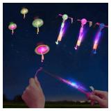 lpvoqpth 25 Sets LED Flying Set, 25 Slingshot+25 Glow Helicopter-50 Pcs, Flying Toy Outdoor Toys Glow in The Dark Party Supplies Party Favors for Kids 8-12,4-8