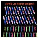 lpvoqpth 25 Sets LED Flying Set, 25 Slingshot+25 Glow Helicopter-50 Pcs, Flying Toy Outdoor Toys Glow in The Dark Party Supplies Party Favors for Kids 8-12,4-8