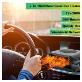 Car Heater,12V 200W Portable Car Heater for Vehicle Portable Heater for Car Windshield Defogger and Defroster Plug into Cigarette Lighter for Car RV SUV (Large)