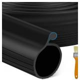 16.5 FT Garage Door Bottom Seal Rubber 0.35\" Big P Bulb Bottom Garage Weather Stripping for Single Channel, Flexible Weatherproof Replacement Strip Seal Fits 16.5FT Wide, Black
